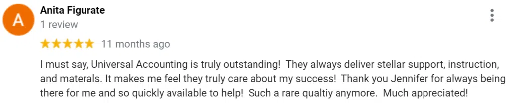 Anita Figurate Feedback | Universal Accounting school